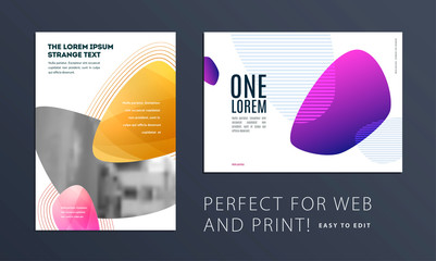 Wall Mural - Design of brochure smooth soft template. Creative abstract set, annual report, horizontal cover, flyer in A4 with colourful smooth shapes for branding, exhibition. Business vector presentation.