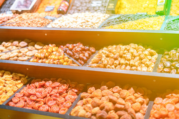 assortment of organic dried fruits in the market b