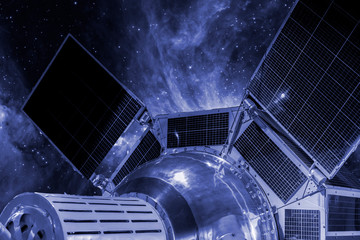 Wall Mural - cosmic auto station in outer space. galaxy view b. elements of this image furnished by nasa