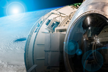 Wall Mural - cosmic auto station in outer space. galaxy view b. elements of this image furnished by nasa