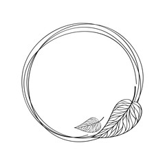 Vector round frame with leaves.