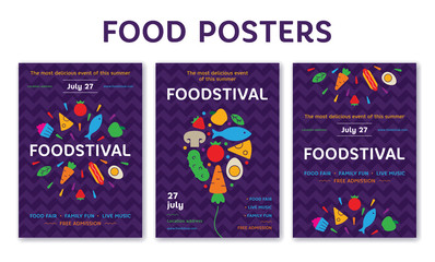 Wall Mural - Food Poster Vector Template Set