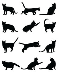 Naklejka na meble Black silhouettes of cats on a white background