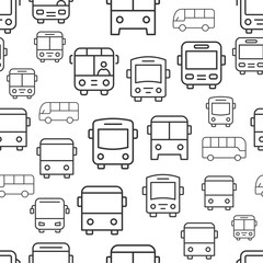 Wall Mural - Bus seamless pattern with icons.