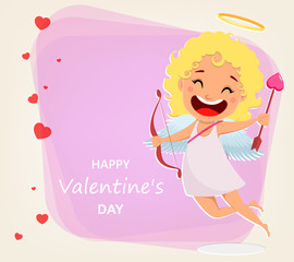 Canvas Print - Valentines Day greeting card. Cartoon character