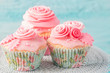Cupcakes with pink flowers
