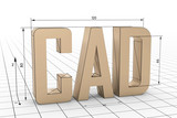 Fototapeta  - 3D Illustration CAD Gitternetz weiß