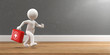 3D Illustration weißes Männchen rennt mit Arztkoffer