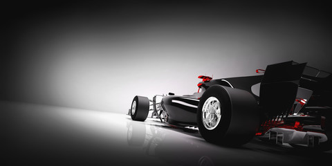 Wall Mural - Back of F1 car on light background.