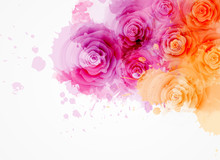 Watercolor Background With Roses