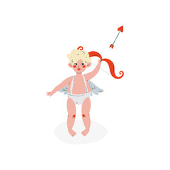 Wall Mural - Cute Cupid Shooting Archery, Amur Baby Angel, Happy Valentine Day Symbol Vector Illustration