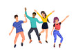 © James Thew - A group of happy active young people jumping for joy. Isolated Vector character illustration.