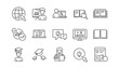 © blankstock - Education line icons. Book, Video tutorial and Instructions. Presentation linear icon set.  Vector
