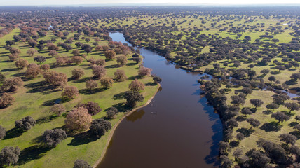 Aerial viewe of two rivers along the countryside