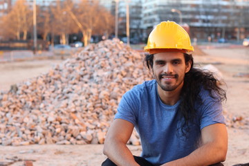 Poster - Strong construction worker looking at camera