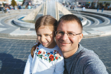 Sticker - father and daughter making selfie