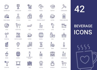 Canvas Print - beverage icons set