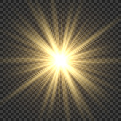 realistic sun rays. yellow sun ray glow abstract shine light effect starburst sbeam sunshine glowing