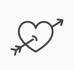Wall Mural - heart pierced by an arrow line icon.