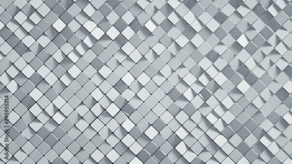 White rhomb mosaic surface 3D render - obrazy, fototapety, plakaty 