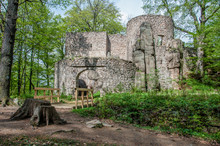 Ruins Of The Bolczów Castle Above The Village Of Janowice Wielkie, Poland, Lower Silesia, Rudawy Janowickie Mountains