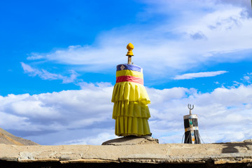 Shivas trident and symbol on the roof of temple