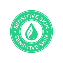 Sensitive Skin Icon. Label With Skin Type Indicator For Personal Care Products.