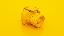 Yellow DSLR Camera. 3D Illustration
