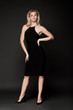 © LIGHTFIELD STUDIOS - attractive blonde model in black dress posing on black