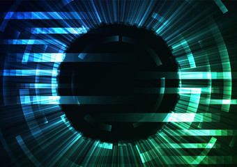 blue green abstract circle background, digital overlap layer line, simple technology design template