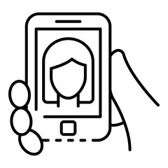 Sticker - Smartphone webinar icon. Outline smartphone webinar vector icon for web design isolated on white background