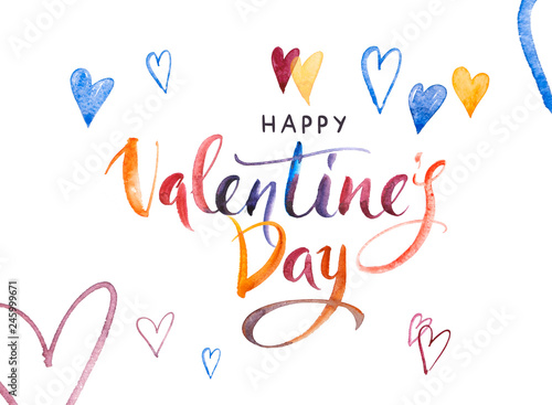 Happy Valentine S Day Card Watercolor Hand Drawn Brush Pen Lettering And Hearts On Background Design Holiday Greeting Card And Invitation Of Wedding Happy Mother Day Birthday Valentine S Day Stock Photo Adobe Happy Valentine S Day Card Watercolor Hand Drawn Brush Pen Lettering And Hearts On Background Design Holiday Greeting Card And Invitation Of Wedding Happy Mother Day Birthday Valentine S Day Stock Photo Adobe