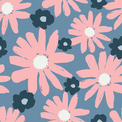 Poster - hand drawn flowers seamless pattern