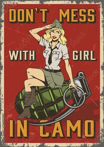 Retro military colorful poster