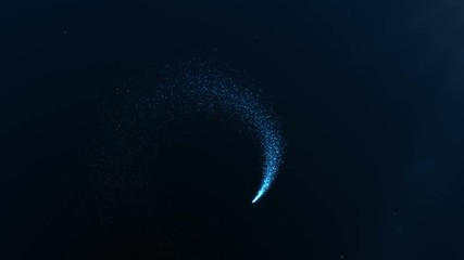 Wall Mural - Abstract holiday background with shining blue sparkling particles on black. 4K motion graphic.