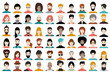 © kubko - Avatar, woman, man heads. People vector shape heads different nationality in flat style.