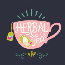 Herbal Tea Hand Drawn Typography Poster