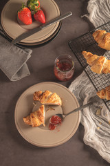 Sticker - Baked croissants with strawberry jam