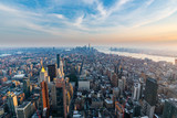 Fototapeta Nowy Jork - A view of Manhattan during the sunset - New York