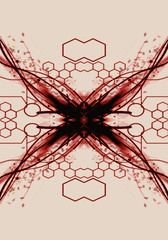 Canvas Print - an abstract bloody x-marked artwork on an artistic networked background