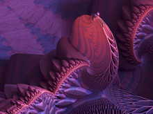 Fractal Alien Snail Organic Geometric Sculpture - Pink And Purple Colors, Recursive Shapes, Seashell Appearance. 3D Illustration - Repeating Patterns, Abstract Artwork, Exotic Vivid Colors And Shapes.