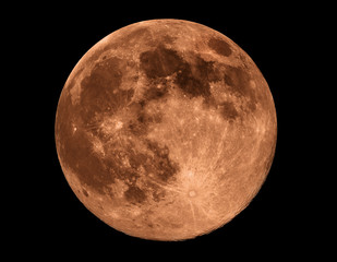 Wall Mural - full moon with crater detail against black background.