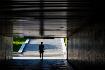 Man in tunnel 