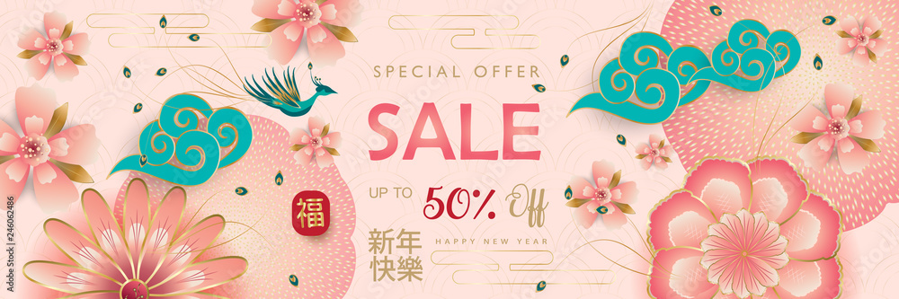 Photo Art Print Sale Banner Traditional Lunar Year Gift Card