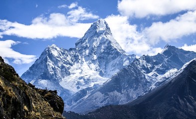 View from Namche bazaar trail to Everest Base camp for Ama Dablam, the most spectacular peak on Everest Region