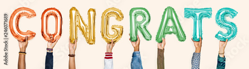 Fotomural Colorful alphabet balloons forming the word congrats