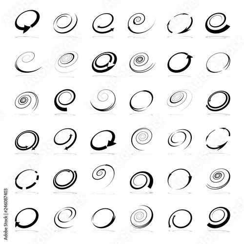 Spiral design elements. Abstract icons set.