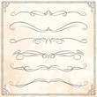© Eva Kali - Vector hand drawn line border frame doodle design elements set on vintage paper background