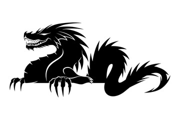 Wall Mural - Sign of a black dragon on a white background.