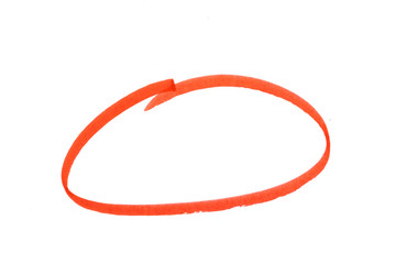 red highlighter circle on white background.